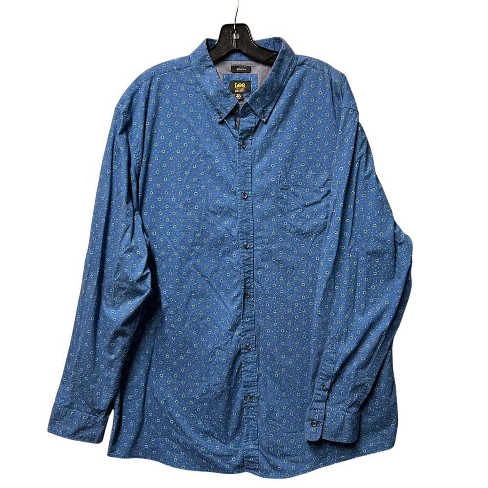 Lee Men's XXL Blue Floral Print Long Sleeve Button Down Regular Fit Shirt - Picture 1 of 9